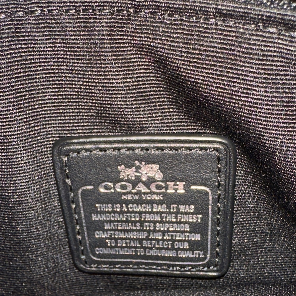 Coach Black Shearling Pebble Leather Small Wristlet Silver Hardware Pom Pom - Picture 2 of 7
